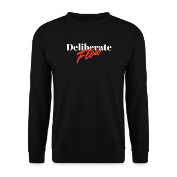 Deliberate Flow Minimal Typography Design - Unisex Sweatshirt - black - Front - Alina (178cm) & Michal (187cm)