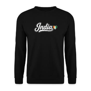 India Script with Flag Heart Patriotic - Unisex Sweatshirt - black - Front - Alina (178cm) & Michal (187cm)