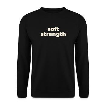 Weiche Stärke Typografie - Unisex Pullover - Schwarz - Vorne - Alina (178cm) & Michal (187cm)