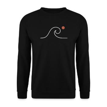 Welle und Sonne – Minimalistische One Line Art - Unisex Pullover - Schwarz - Vorne - Alina (178cm) & Michal (187cm)