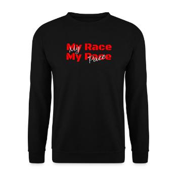 My Race my Pace - für dunkle Shirts - Unisex Pullover - Schwarz - Vorne - Alina (178cm) & Michal (187cm)