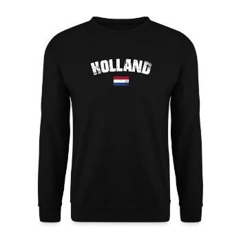 Holland Distressed Typography - Unisex Sweatshirt - black - Front - Alina (178cm) & Michal (187cm)