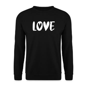 Love Heart White Handwriting Valentine's Day Love Couple - Unisex Sweatshirt - black - Front - Alina (178cm) & Michal (187cm)