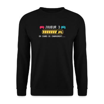 Cadeau Joueur 3 en cours de chargement gamer geek - Sweat-shirt Unisexe - noir - Devant - Alina (178cm) & Michal (187cm)