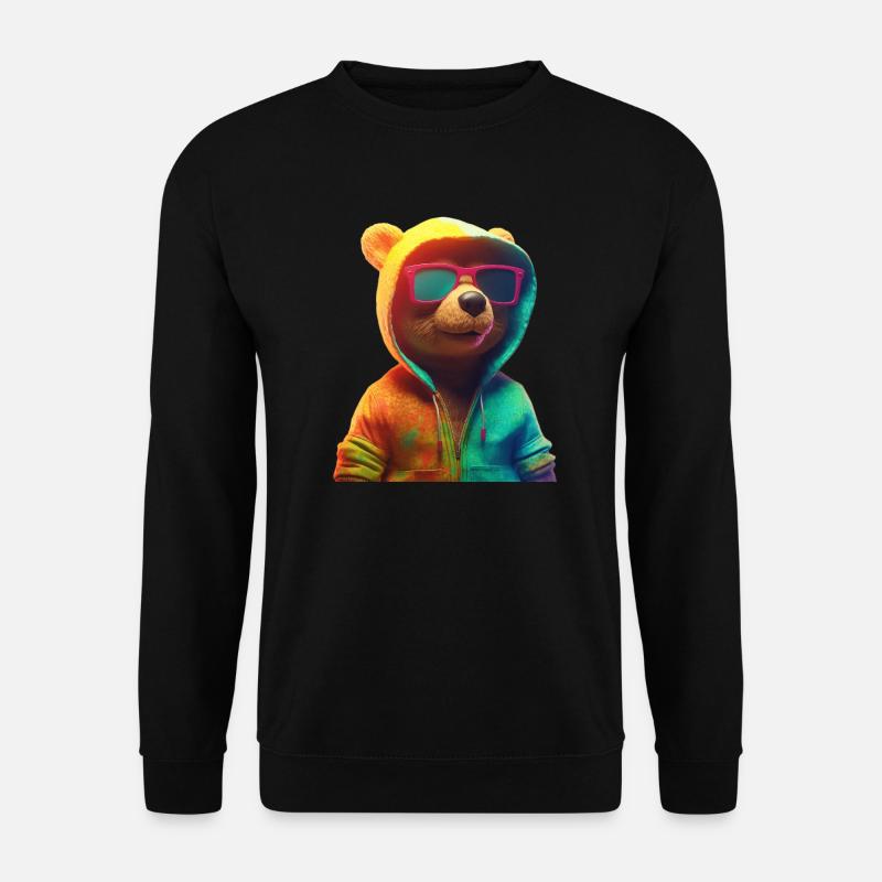 Teddy Sonnenbrille Cooler Teddybär - Unisex Pullover - Schwarz
