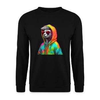 Llama with Sunglasses Colorful Cool Alpaca Llama - Unisex Sweatshirt - black - Front - Alina (178cm) & Michal (187cm)