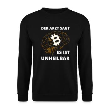 Bitcoin BTC Crypto Blockchain Münze Börse Coin - Unisex Pullover - Schwarz - Vorne - Alina (178cm) & Michal (187cm)