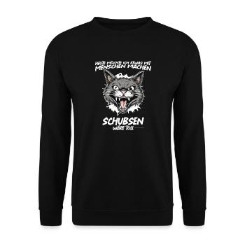 Gerne was mit Menschen machen schubsen wäre toll - Unisex Pullover - Schwarz - Vorne - Alina (178cm) & Michal (187cm)