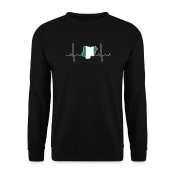 Nigeria Herzschlag - Unisex Pullover - Schwarz - Vorne - Alina (178cm) & Michal (187cm)