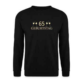 65.Geburtstag 65 Jahre - Unisex Pullover - Schwarz - Vorne - Alina (178cm) & Michal (187cm)