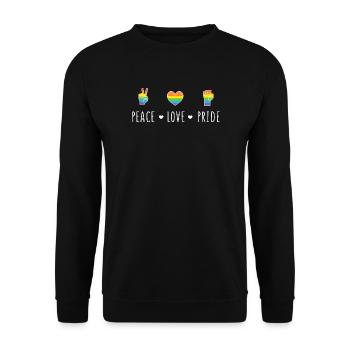 LGBT Pride Month - Peace. Love. Pride - Unisex Sweatshirt - black - Front - Alina (178cm) & Michal (187cm)
