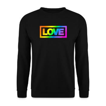 Typo LOVE Kontur Rainbow - Unisex Pullover - Schwarz - Vorne - Alina (178cm) & Michal (187cm)