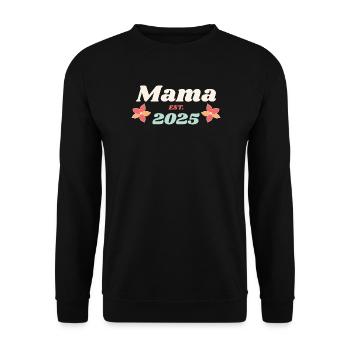 Mama Est 2025 Je vais être maman style rétro - Sweat-shirt Unisexe - noir - Devant - Alina (178cm) & Michal (187cm)