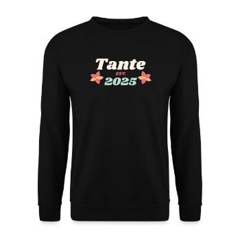 Tante Est 2025 Ich werde Tante Retro Style - Unisex Pullover - Schwarz - Vorne - Alina (178cm) & Michal (187cm)