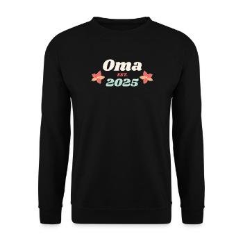 Oma Est 2025 Ich werde Großmutter Retro Style - Unisex Pullover - Schwarz - Vorne - Alina (178cm) & Michal (187cm)