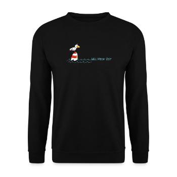 Drollige Möwe Will Meer Zeit - Unisex Pullover - Schwarz - Vorne - Alina (178cm) & Michal (187cm)