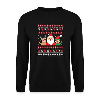 Ugly Weihnachten Dabbing Santa Rentier Elf - Unisex Pullover - Schwarz - Vorne - Alina (178cm) & Michal (187cm)