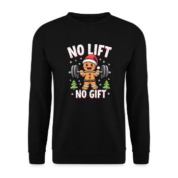 No Lift No Gift Bodybuilder Gingerbread Man Gym - Unisex Sweatshirt - black - Front - Alina (178cm) & Michal (187cm)