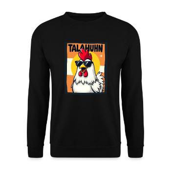 TALAHUHN Lustiger Spruch Meme Deutsch Rap Karneval - Unisex Pullover - Schwarz - Vorne - Alina (178cm) & Michal (187cm)