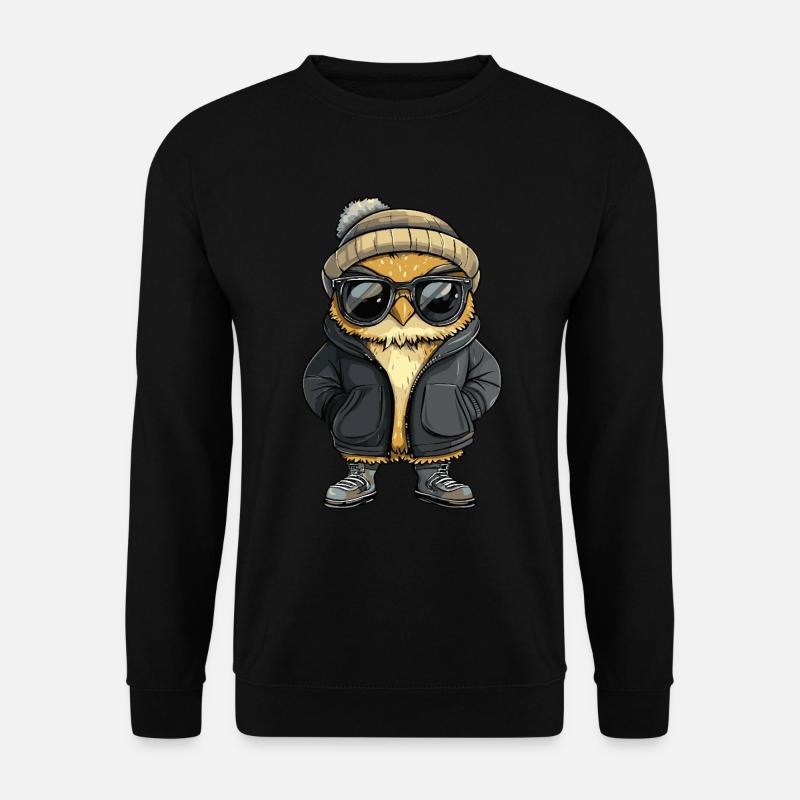 Eule Cool Comic - Unisex Pullover - Schwarz
