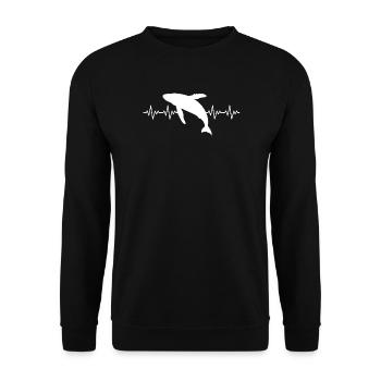 Walfisch Wal EKG Herzschlag - Unisex Pullover - Schwarz - Vorne - Alina (178cm) & Michal (187cm)
