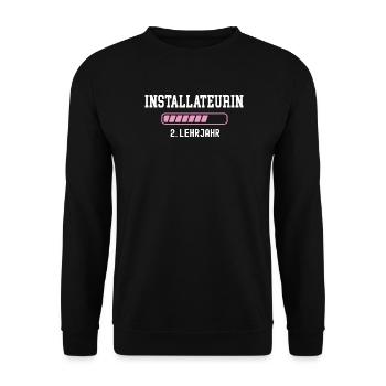 Plumber training 2 year apprenticeship second year - Unisex Sweatshirt - black - Front - Alina (178cm) & Michal (187cm)