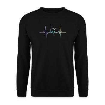 Battement cardiaque du chat - Pouls ECG minimaliste - Sweat-shirt Unisexe - noir - Devant - Alina (178cm) & Michal (187cm)