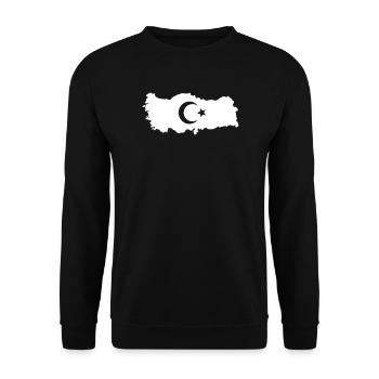 Contour of Turkey with Crescent Moon Star - Unisex Sweatshirt - black - Front - Alina (178cm) & Michal (187cm)