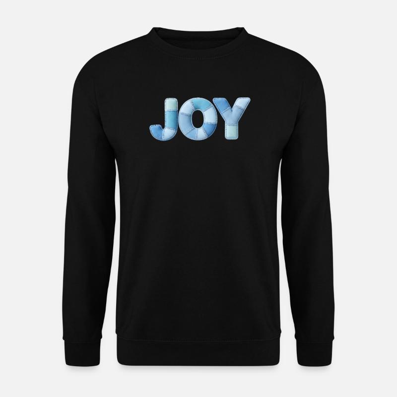 Lettrage Joyeuse en patchwork bleu - Sweat-shirt Unisexe - noir