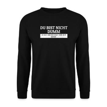 SARKASMUS - Dauerhaft Pech beim Denken - Unisex Pullover - Schwarz - Vorne - Alina (178cm) & Michal (187cm)