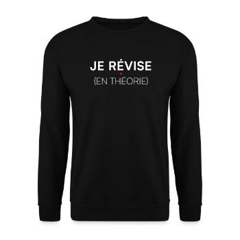 Je révise en théorie humour étudiant - Sweat-shirt Unisexe - noir - Devant - Alina (178cm) & Michal (187cm)