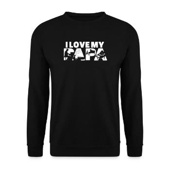 Ich liebe die musikalische Silhouette meines Papa-Klavierspielers - Unisex Pullover - Schwarz - Vorne - Alina (178cm) & Michal (187cm)