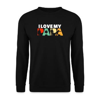 Ich liebe meinen Papa Sheriff Polizist Held - Unisex Pullover - Schwarz - Vorne - Alina (178cm) & Michal (187cm)