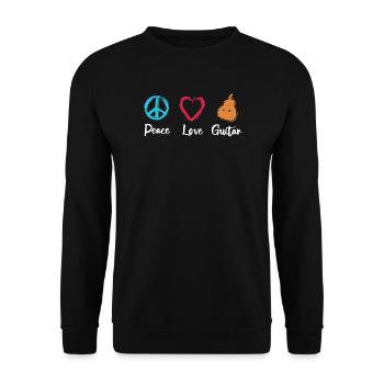 Peace Love Guitar - Unisex Sweatshirt - black - Front - Alina (178cm) & Michal (187cm)