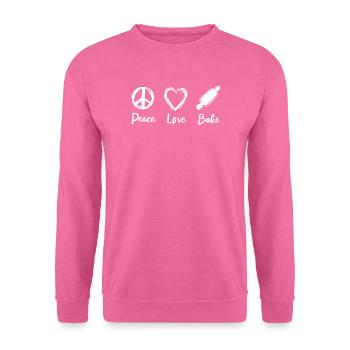 Peace Love Bake - Unisex Pullover - Pink - Vorne