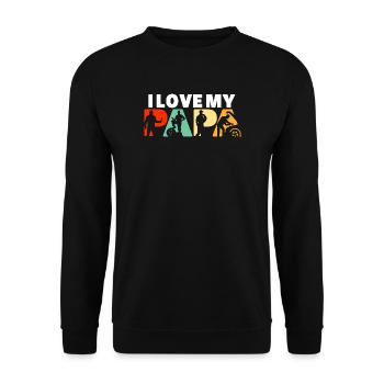 J’adore le design de mon Papa Mechanic - Sweat-shirt Unisexe - noir - Devant - Alina (178cm) & Michal (187cm)