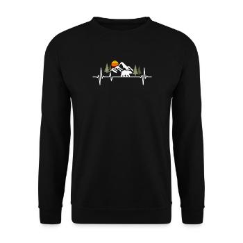 Bär Wald Berge Herzschlag Braunbär Wildnis Grizzly - Unisex Pullover - Schwarz - Vorne - Alina (178cm) & Michal (187cm)