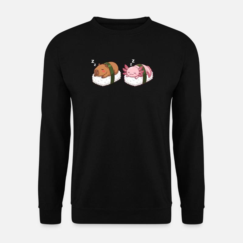 Kawaii Sushi Capybara & Axolotl Cute Sleeping - Unisex Sweatshirt - black