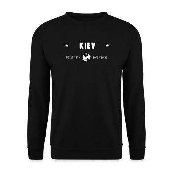 Kyiv Ukraine Coordinates Planet Earth White - Unisex Sweatshirt - black - Front - Alina (178cm) & Michal (187cm)