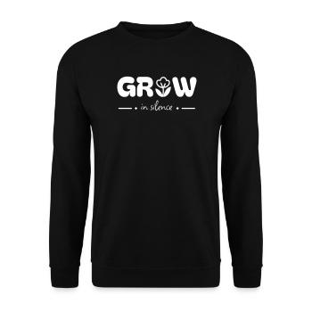 Grow in Silence – Typographie inspirante de Grow - Sweat-shirt Unisexe - noir - Devant - Alina (178cm) & Michal (187cm)