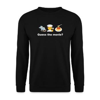 Mäuse in der Küche, rate mal, was der Film ist - Unisex Pullover - Schwarz - Vorne - Alina (178cm) & Michal (187cm)
