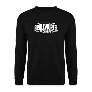 Brüllwürfel Fachkraft Veranstaltungstechniker - Unisex Pullover - Schwarz - Vorne - Alina (178cm) & Michal (187cm)