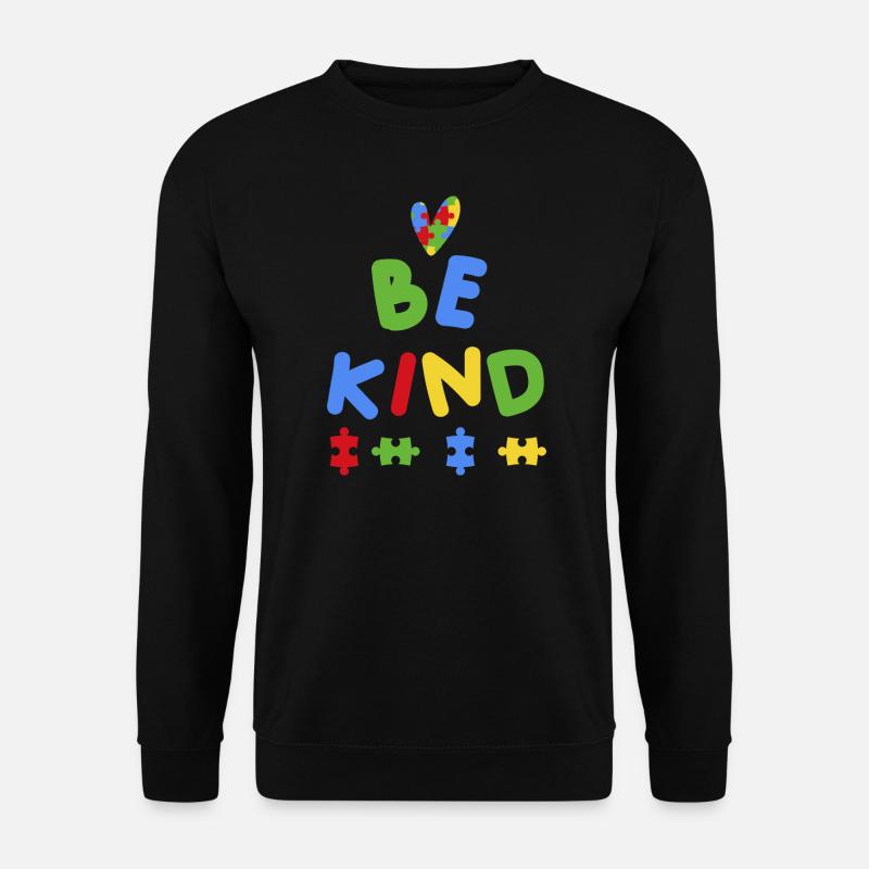 Sei freundlich Herz Liebe Puzzle Autismus Stolzer Autist - Unisex Pullover - Schwarz