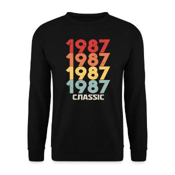 1987 Anniversaire dans le style vintage classique 1987 - Sweat-shirt Unisexe - noir - Devant - Alina (178cm) & Michal (187cm)
