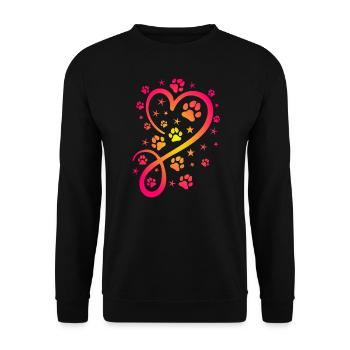 Herz mit Pfötchen und Sternen - Unisex Pullover - Schwarz - Vorne - Alina (178cm) & Michal (187cm)