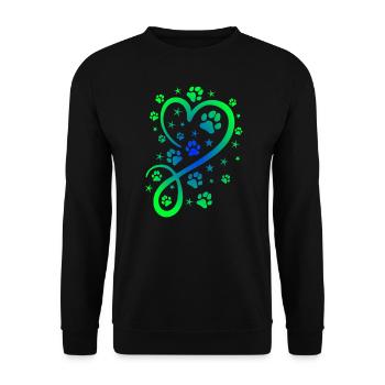 Herz mit Pfötchen und Sternen - Unisex Pullover - Schwarz - Vorne - Alina (178cm) & Michal (187cm)