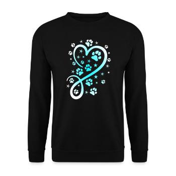 Herz mit Pfötchen und Sternen - Unisex Pullover - Schwarz - Vorne - Alina (178cm) & Michal (187cm)