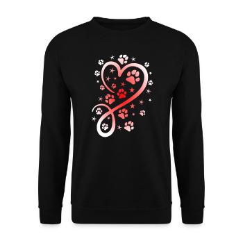 Herz mit Pfötchen und Sternen - Unisex Pullover - Schwarz - Vorne - Alina (178cm) & Michal (187cm)