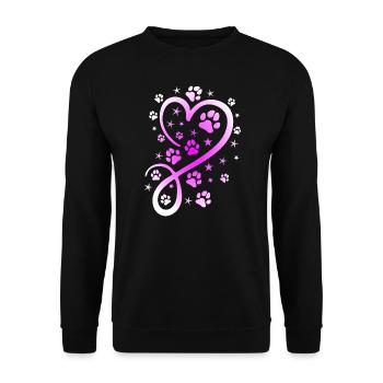 Herz mit Pfötchen und Sternen - Unisex Pullover - Schwarz - Vorne - Alina (178cm) & Michal (187cm)