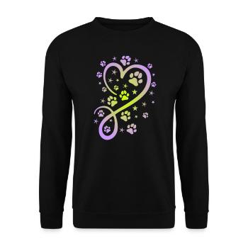 Herz mit Pfötchen und Sternen - Unisex Pullover - Schwarz - Vorne - Alina (178cm) & Michal (187cm)